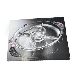 Home Beautiful Sans Souci Dip & Chip Serving Dish 16.5" New In Box